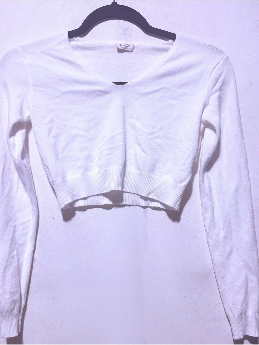John Galt V-neck cropped long-sleeve sweater soft knit